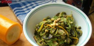 Delicious Vegan Keto Recipe: Vegan Pesto Spaghetti with Mushrooms & Olives low carb recipe