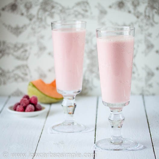 Low carb raspberry canteloupe lassi