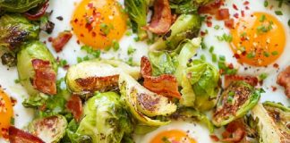 Keto Brussels Sprouts, Egg, and Bacon Bake keto Brussels sprouts