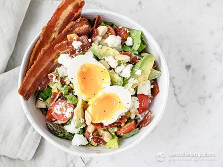 keto bacon egg and asparagus bowl