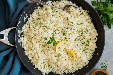 cauliflower rice with garlic and parmesan 